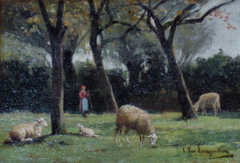 unknow artist Shepherdess with sheep oil painting picture